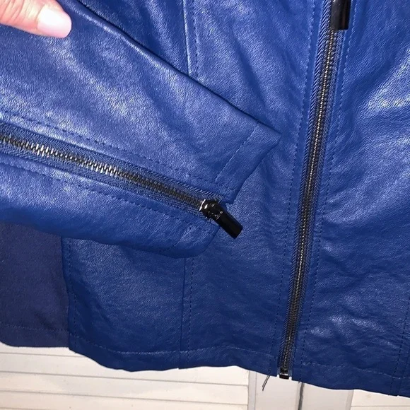 Colleen Lopez Terra Cotta Embroidered Floral Faux Leather Moto Jacket XS - Picture 7 of 8